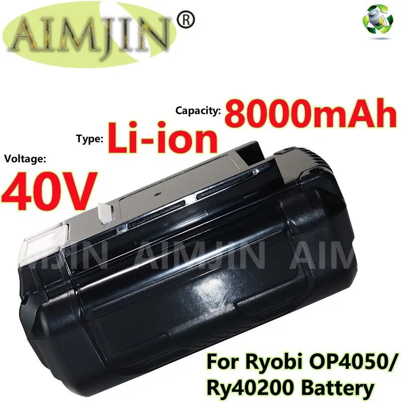 

40V 8000mAh Li-ion Battery OP40401 OP4050A for Ryobi OP4050 RY40502 RY40200 RY40400 Power Tools Replacement Battery