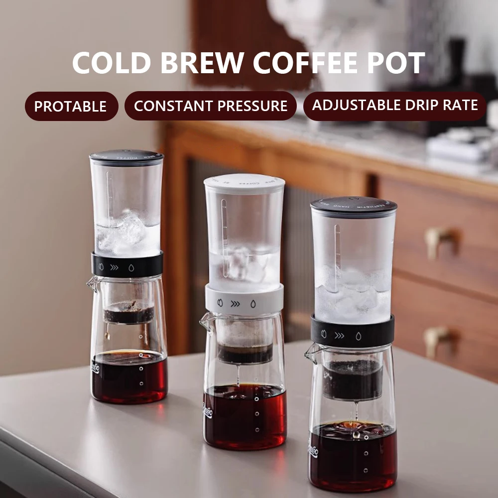 Cafetera de goteo de hielo portátil, filtro de goteo de vidrio, cafetera holandesa de preparación en frío para Barista especializado con papel de filtro de 100 Uds.