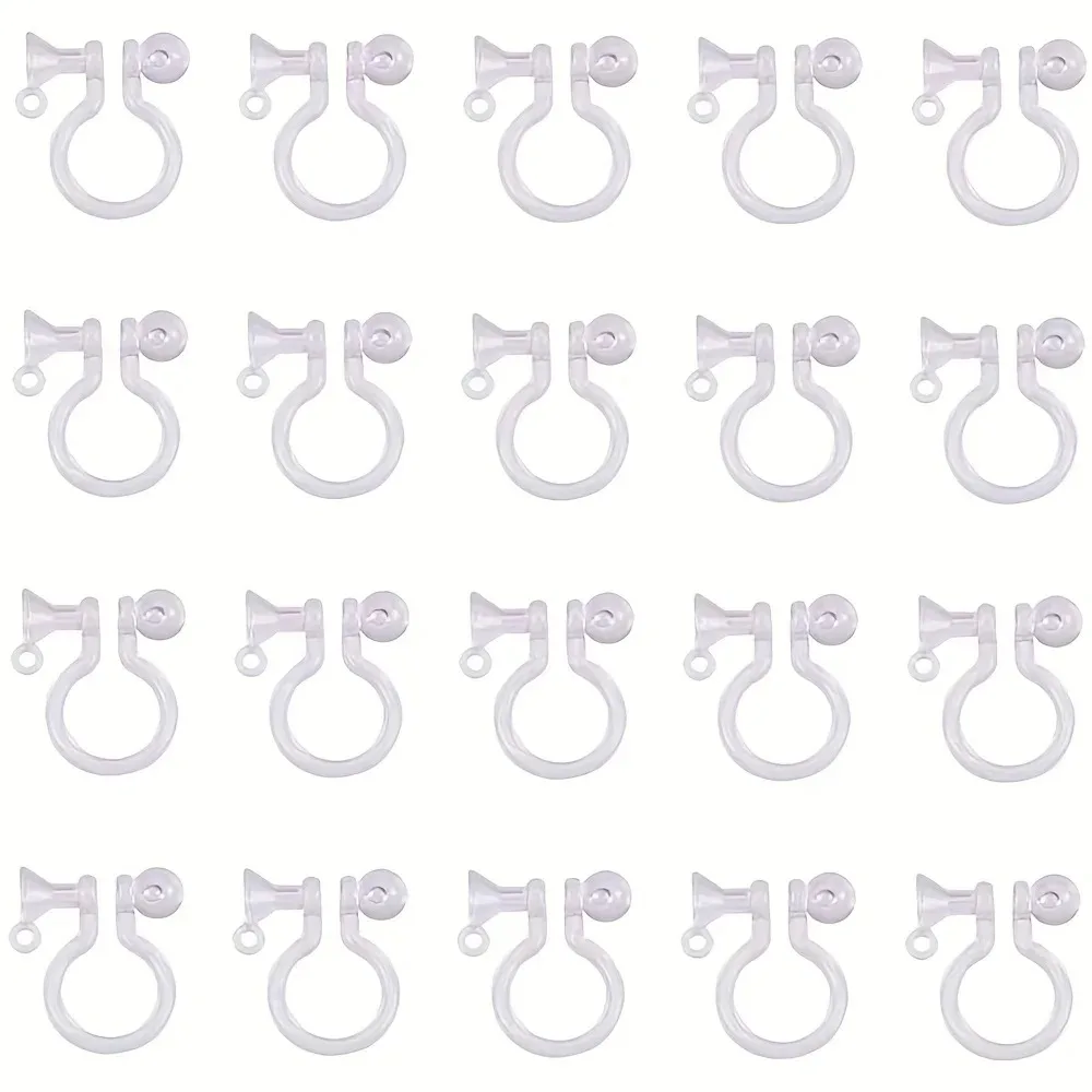 100 Stück 11 mm transparente Clip-Ohrring-Verschlüsse |   Runde, flache, hypoallergene Erkenntnisse |   Bastelzubehör für DIY-Schmuck ​ ​