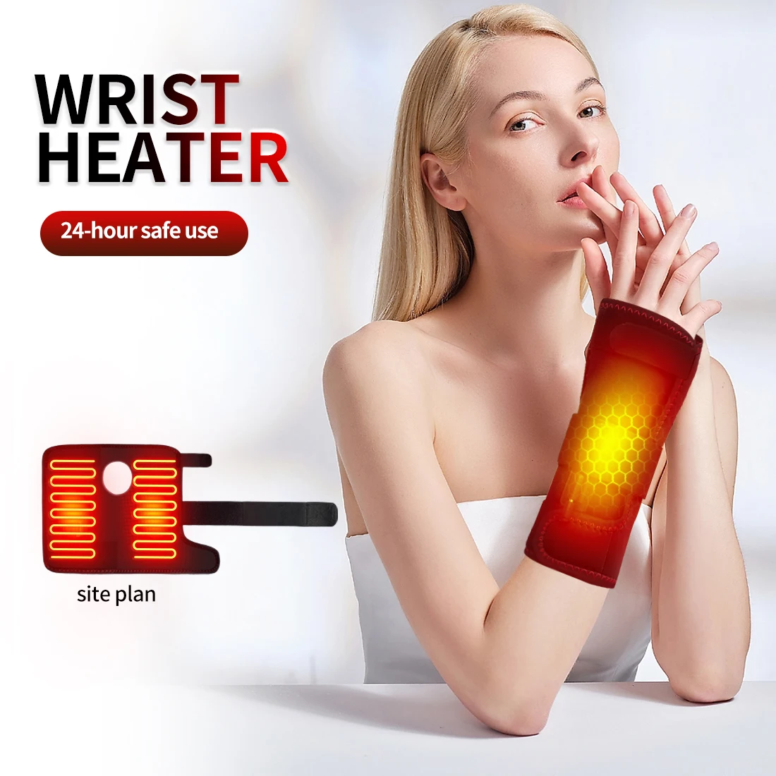 

Массажер для запястий с подогревом, 3, регулируемые уровня, дышащая защита запястья, термотерапия при облегчении теносиновита, спортивная защита