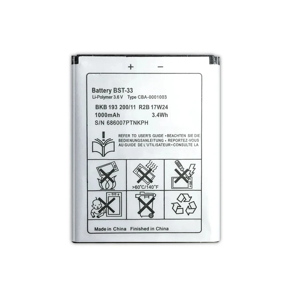 BST-33 Li-Ion Mobile Phone Battery For Sony Ericsson W205 W300 W300i W302 W395 W595 W595a W610 W610i W660 W705 W705u 1000Mah