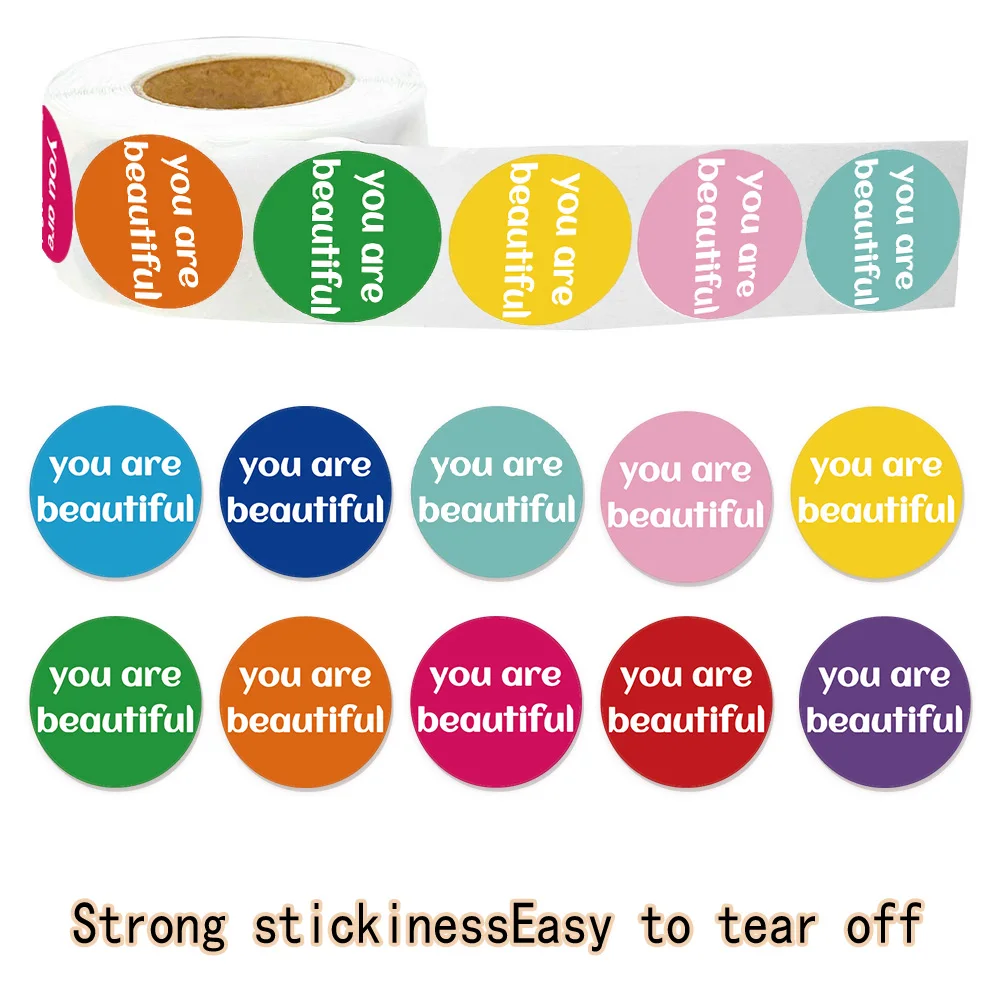 

500 шт. креативные рулонные наклейки You Are Beautiful, уплотнения для этикеток, чехлы для телефонов, водонепроницаемые наклейки для компьютера