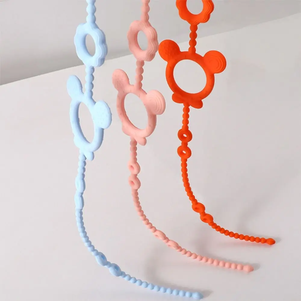 مكافحة الإفلات سلسلة هوة حامل كليب الحلمة ملحق لون نقي الطفل هوة سلسلة الكرتون الدب سيليكون