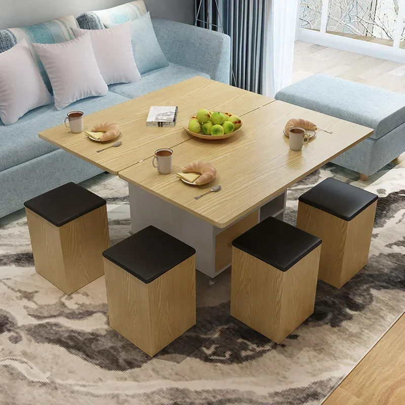

Modern small-sized multifunctional telescopic folding lifting coffee table dining table dual-purpose simple creative living room