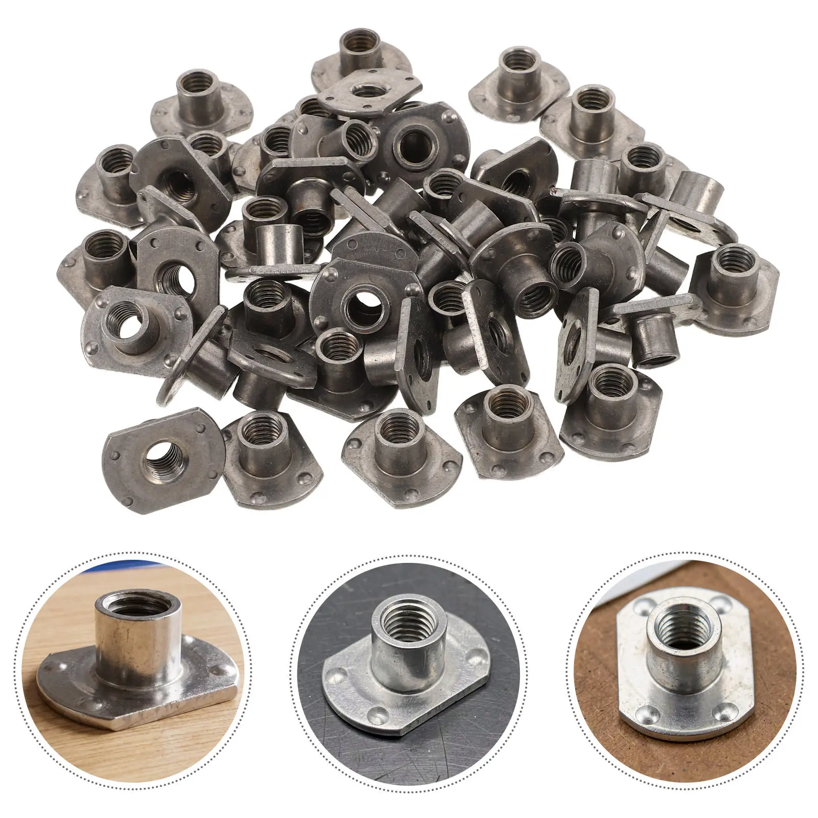 50Pcs M8 Carbon Steel Cold Formed T Welding Nuts Flanged Step Design for Machine Frames Furniture Tab Base Welding Nut