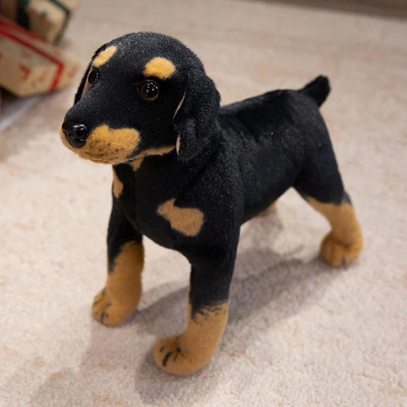 Simulierte Black-Power-Hunde-Plüschtiere, niedliche Stofftier-Welpen, Foto-Requisiten, Begleiterpuppen, Geburtstagsgeschenke für Kinder