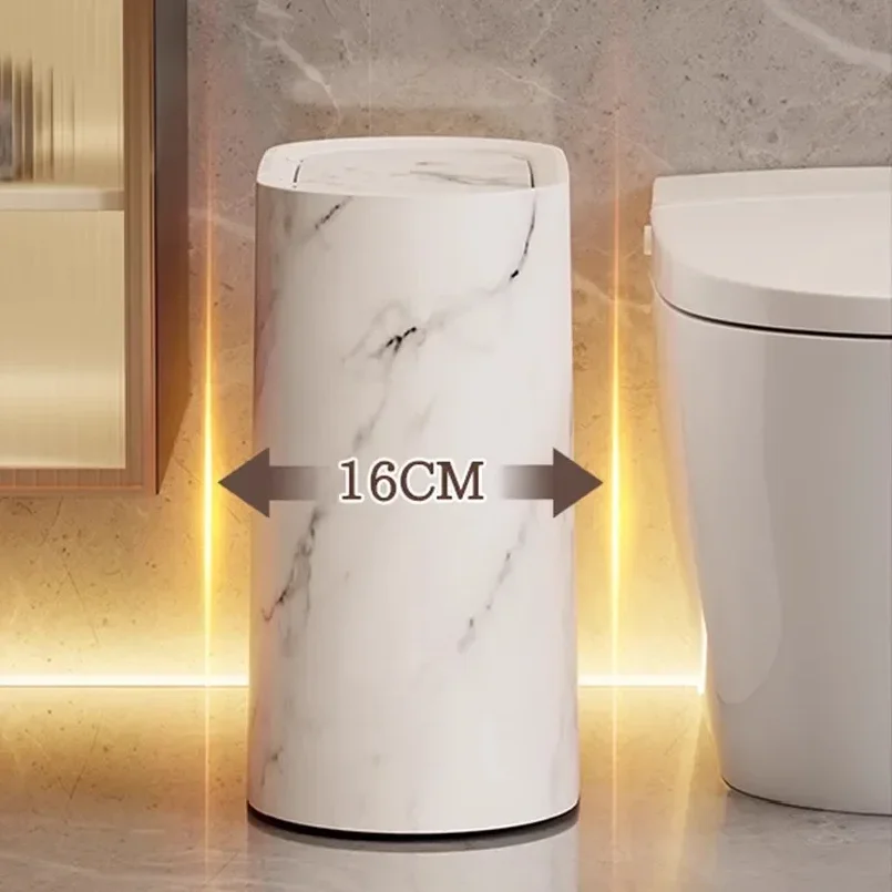 

New Home 12L Imitation Marble Wood Grain Manual Press Trash Can Hotel and Homestay with Lid Kitchen Living Room Waste Bins