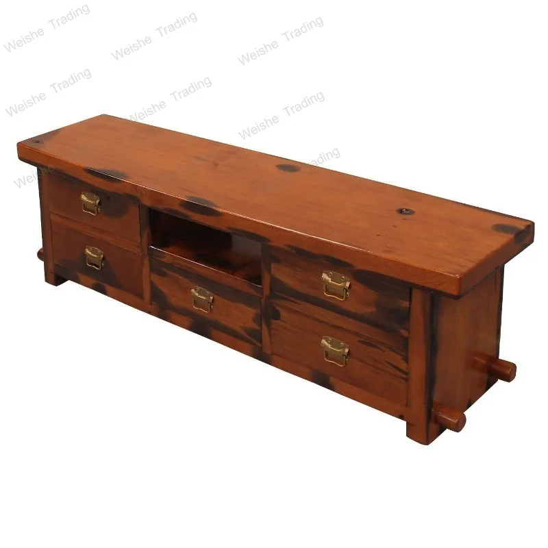 Old boat wood solid wood TV cabinet Chinese living room locker drawer storage retro TV