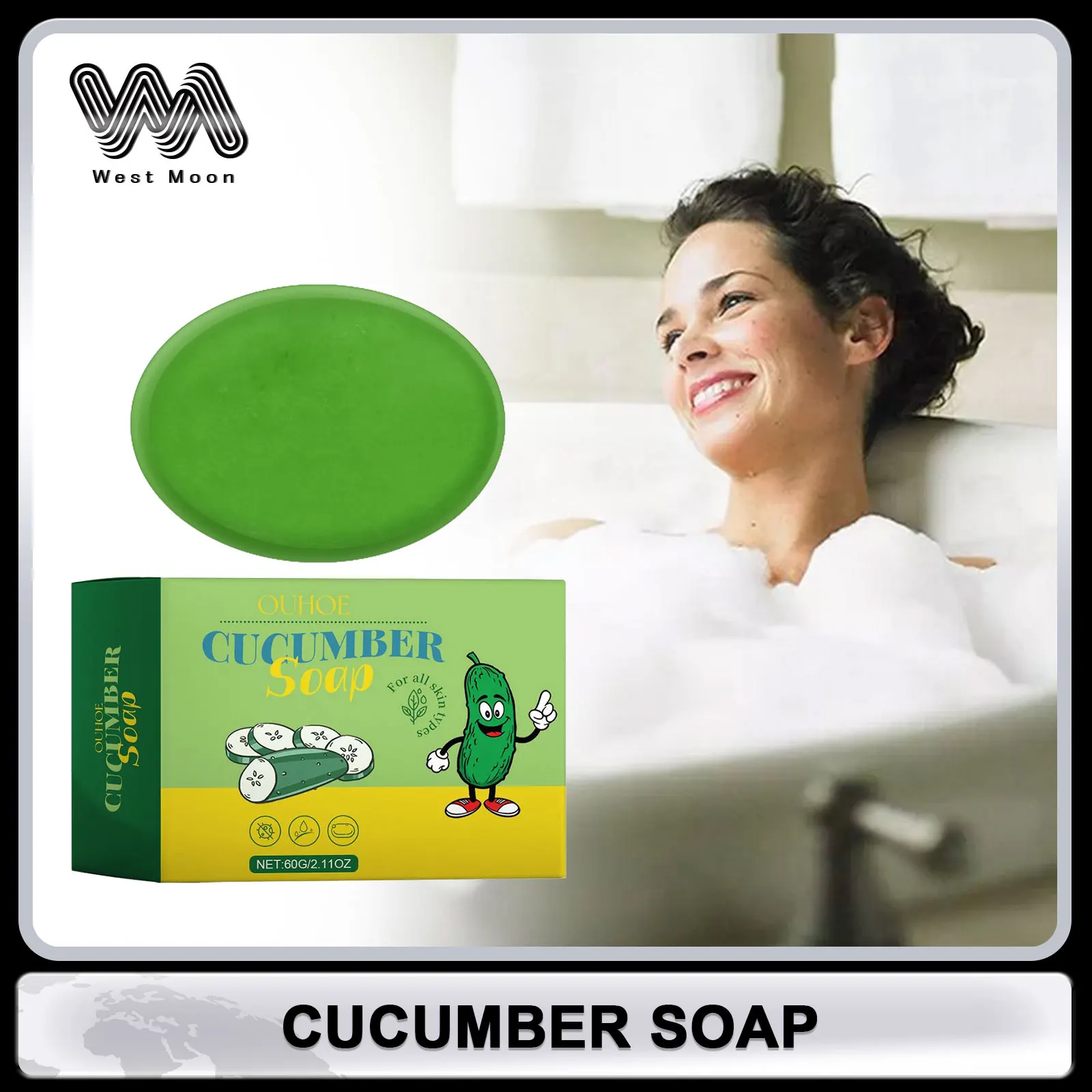 Body Cleansing Soap Oil Control Anti Back Acne Blackhead Remove Pimple Face Wash Moisturize Nourishing Refreshing Cucumber Soap