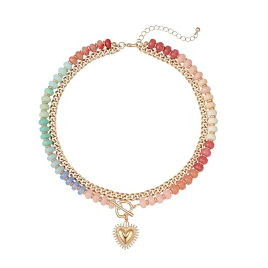 Layered Necklaces for Women Gold Heart Pendant