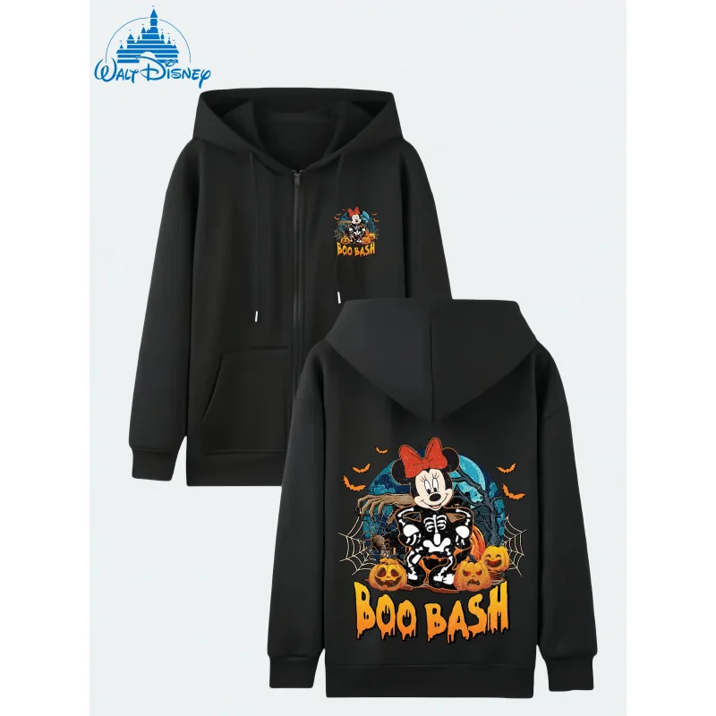 1-delig Disney Mickey Halloween-sweatshirtjack van fleece met capuchon en ritssluiting, geschikt voor buiten- en dagelijks gebruik