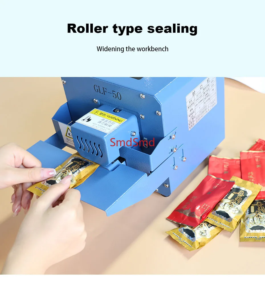 Continuous Bag Sealing Machine Package Sealer Bags Thermal Plastic Food Bag Fully Automatic Sealer Candy Packing Device Desktop