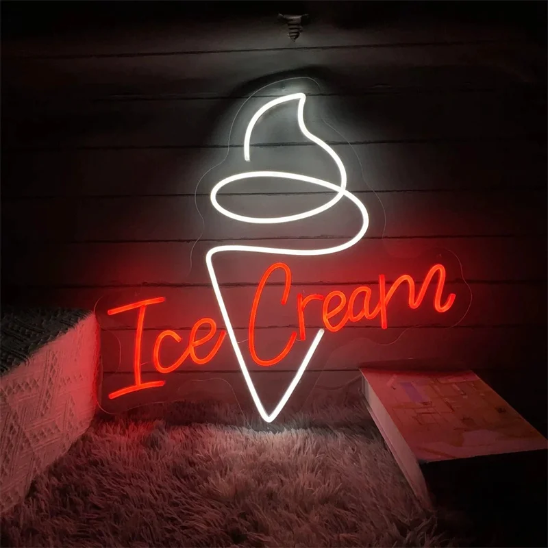 Ice Cream Custom Restaurant LED Neon Sign Light Up Sign Home Wall Decor Coffee Shop Bar Sorbet Decoration  Welcome Sign