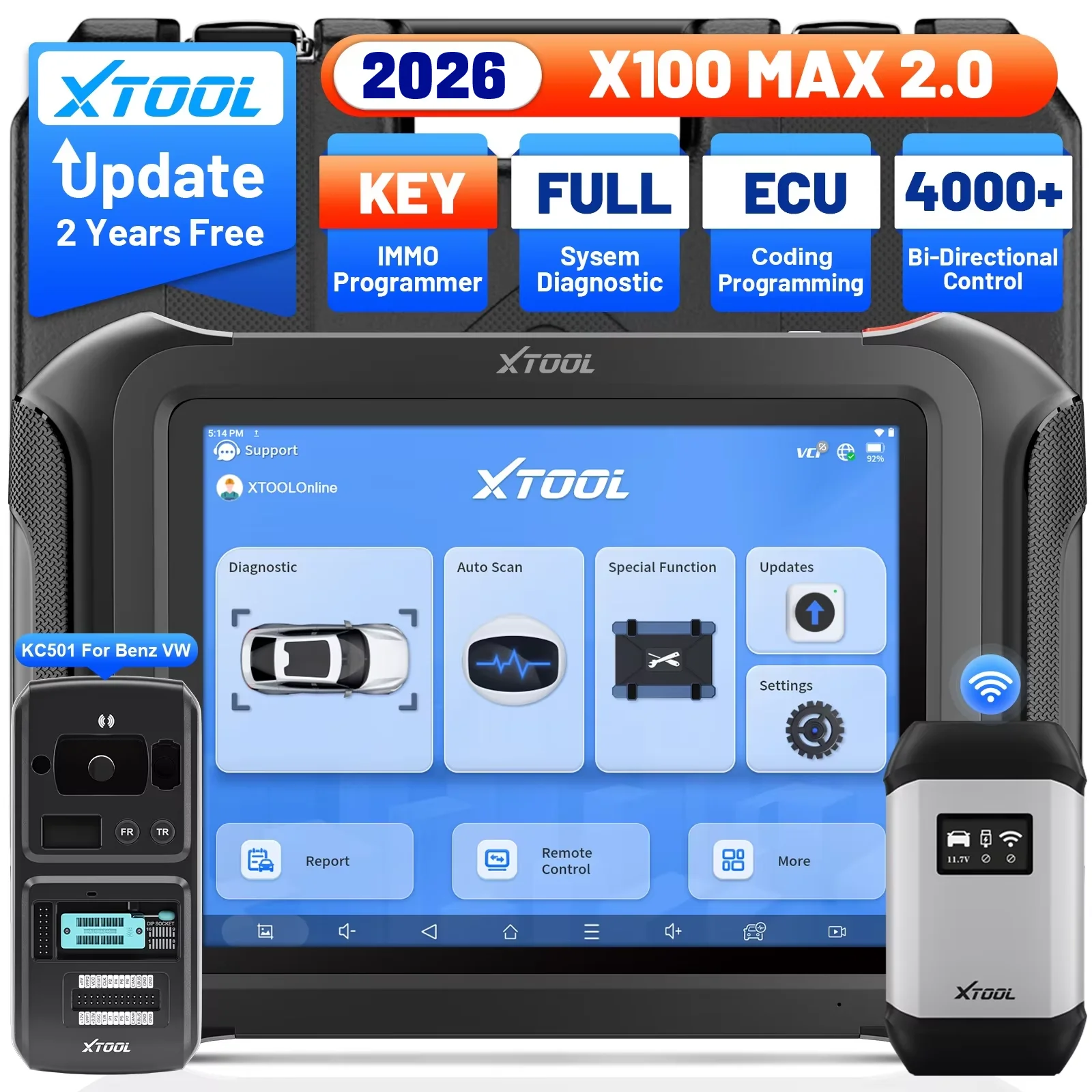 XTOOL X100 MAX IMMO programmation clé avec outils de Diagnostic de voiture KC501 programmeur d'immobilisation ECU plus de 42 Services topologie X100 PAD3