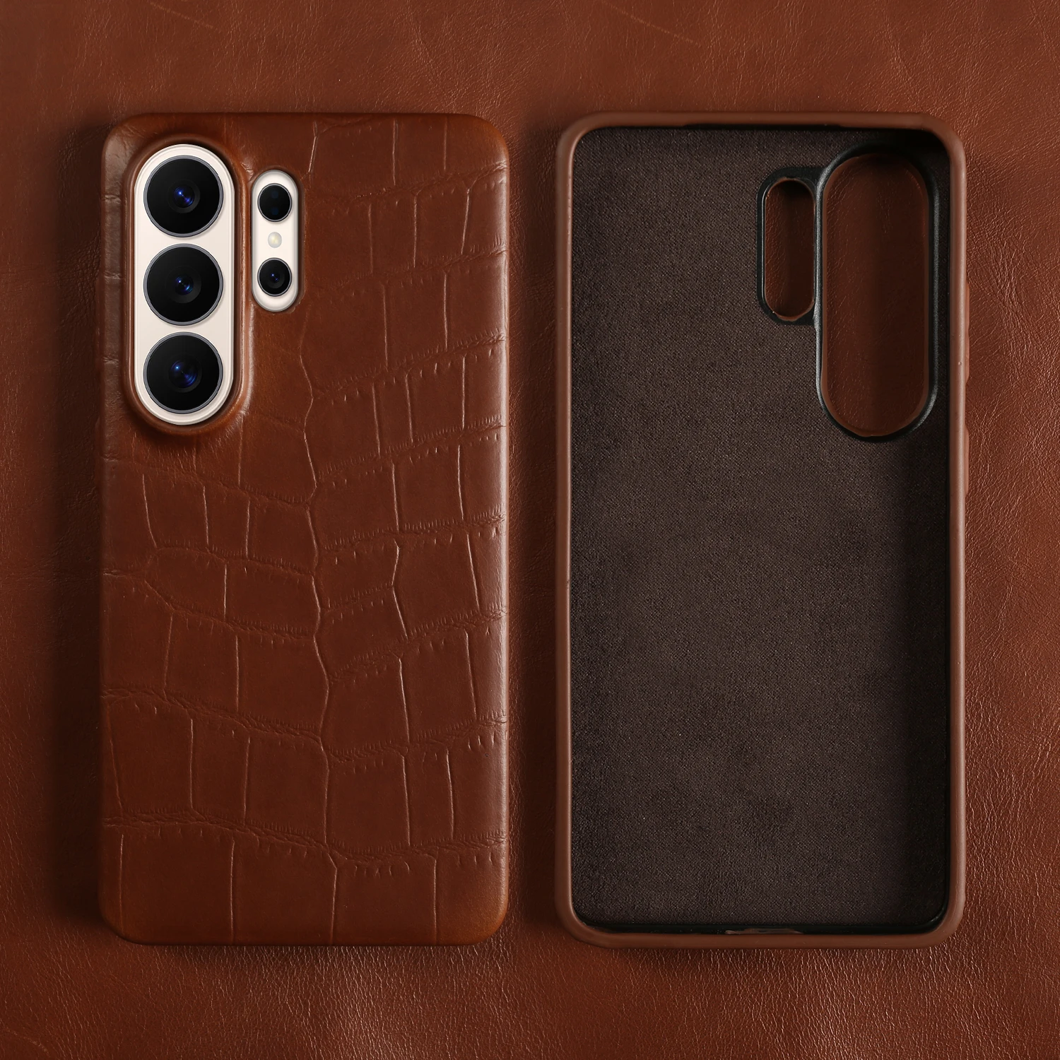 Genuine Leather Case For Samsung Galaxy S26 Ultra S25 FE S24 S23 S22 S26 Plus Phone Back Cover Cases S26Ultra Protective Shell
