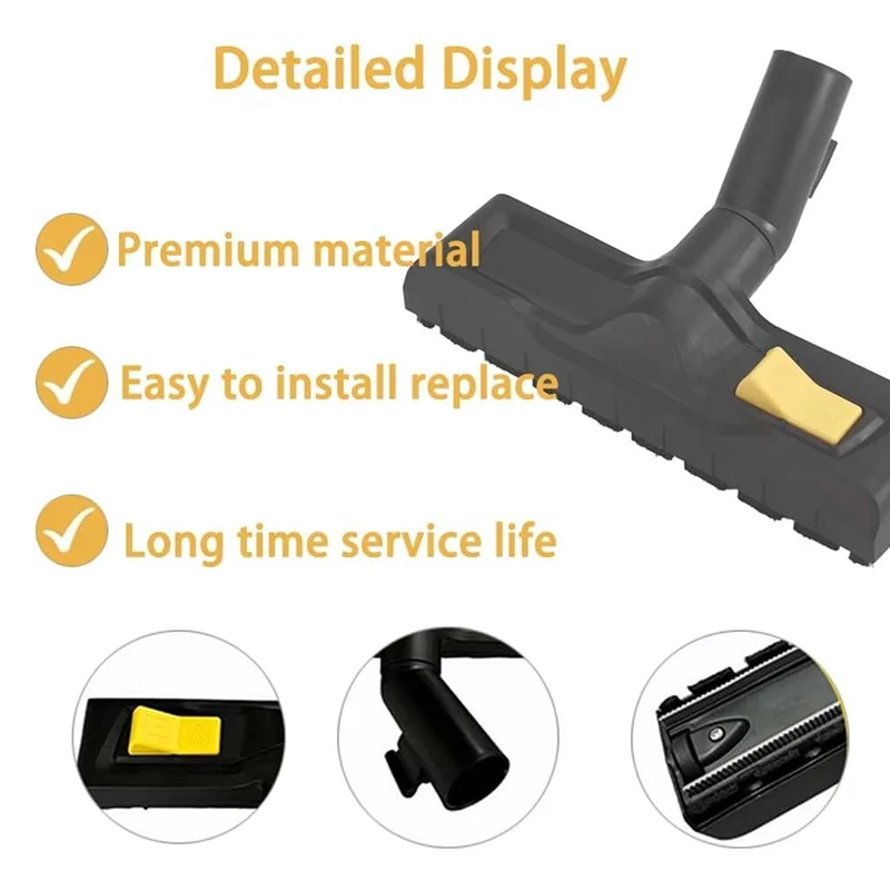 

ABUS-For Karcher WD4 WD5 WD6 Replacement Floor Brush Cloth Bag Switchable Wet/Dry Nozzle Floor Brush Head Attachment