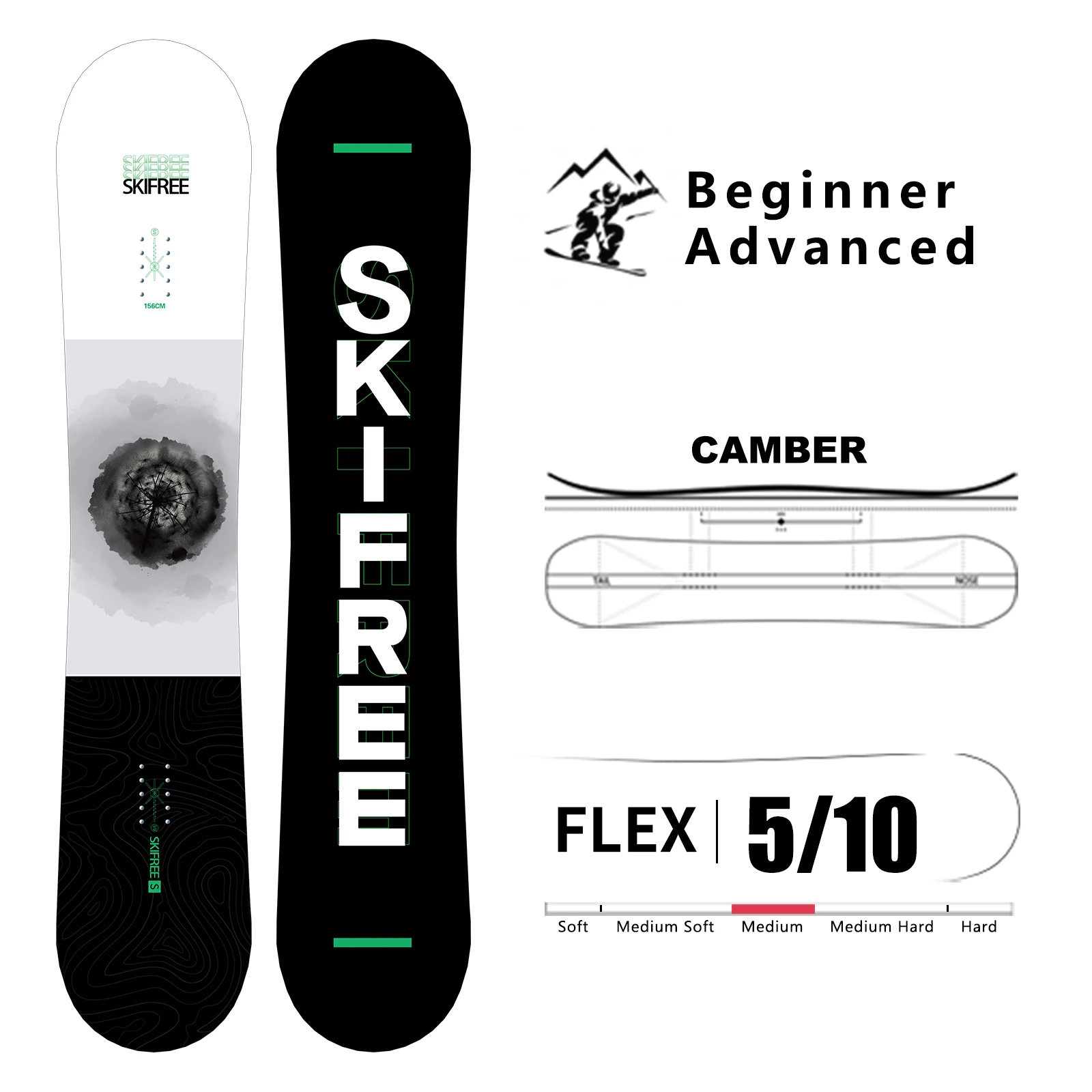 

SKIFREE Snowboard PUGONGYING 150/153/156/160/163CM