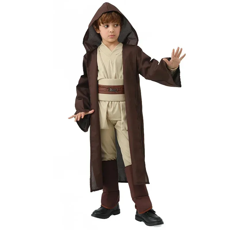 Disfraz de Caballero Jedi, uniforme Obi Wan Kenobi, traje Anakin Skywalker, bata con capucha, trajes con capa