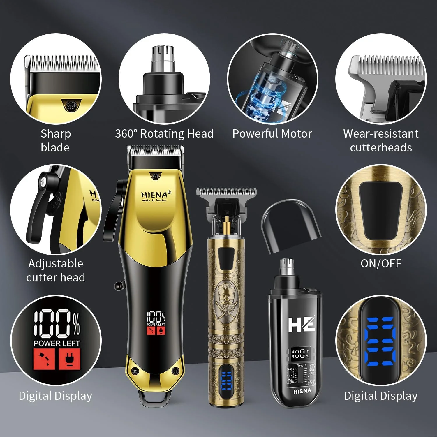 ماكينة قص الشعر الاحترافية وماكينة حلاقة لاسلكية للرجال، مجموعة ماكينة تشذيب قابلة لإعادة الشحن ومجموعة أدوات العناية بالوجه والأذن والأنف