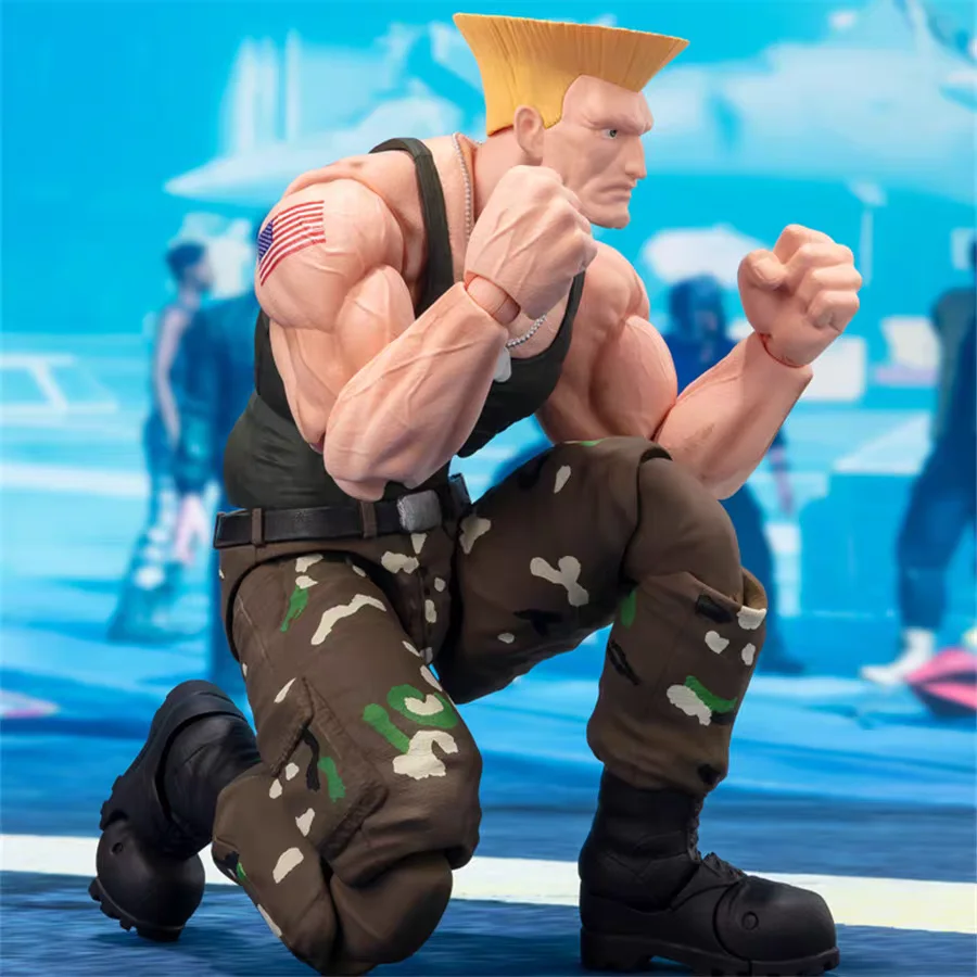 100% oryginalny Bandai Shf Sh Figuarts Street Fighter strój 2. Guile figurki Model postaci z Anime zabawki figura kolekcja pcv