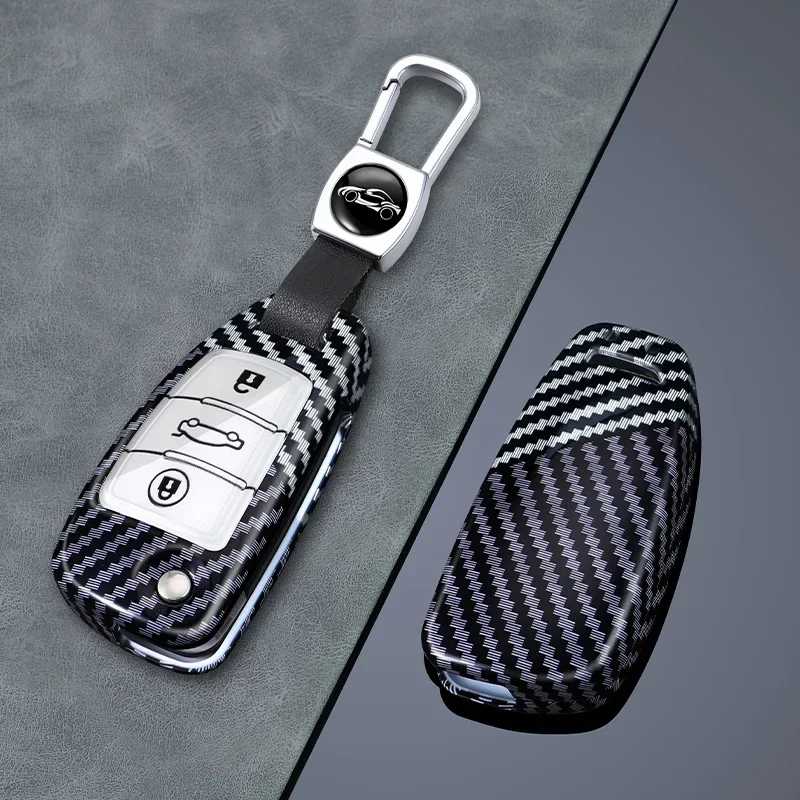 3 button New ABS Carbon Style Car Key Case Cover Fob For Audi A1 A3 A4 8P 8L 8V A5 B6 B7 A6 A7 C5 C6 Q3 Q5 Q7 4F S3 S4 S6 RS3 TT