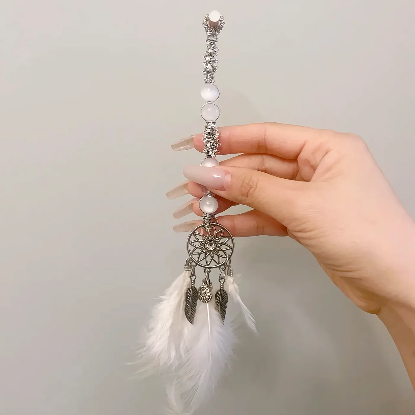 Handmade Celestial Sun Wire Wrapped Clip Ring Vintage Bead Finger Holder Wand Waterproof Boho Jewelry Gift for Women