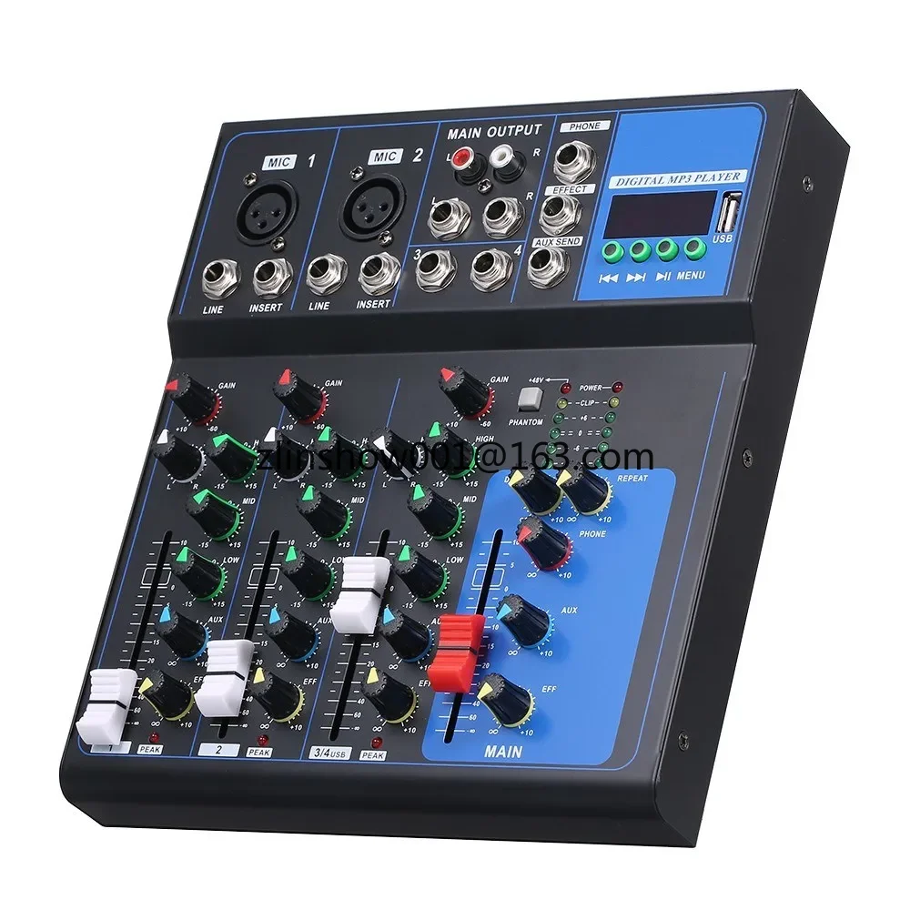 F4 Professional 4-way Sound Audio Mixer With Usb Bluetooth Sound Mixer Recording