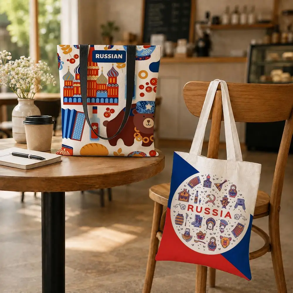 ArtSeries Russia Culture Storage Bags Reusable Fashion Aesthetic Unique Shopping Bag Large Capacity Canvas Tote Bag