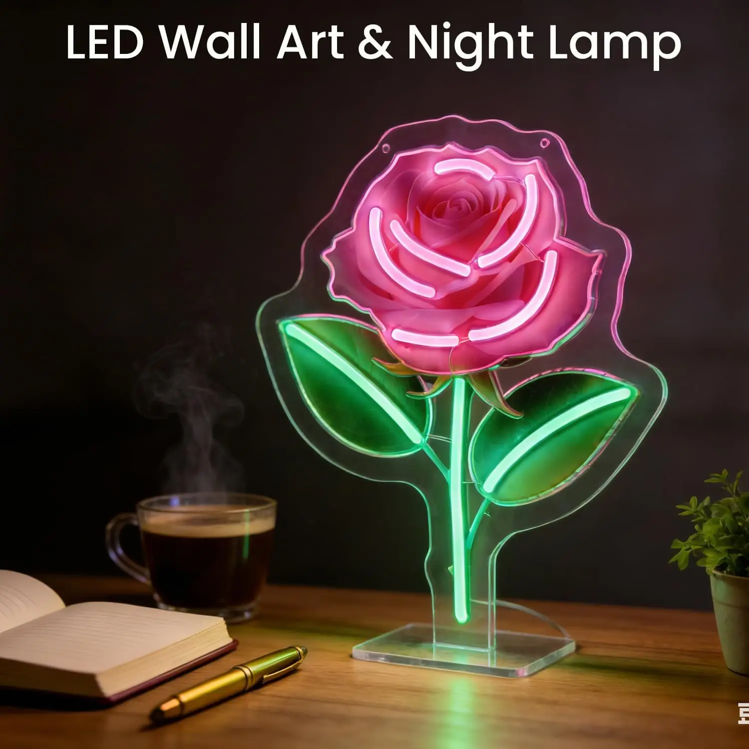 Rose Flower LED Neon Sign USB Wall Light Aesthetic Art Decor for Bedroom Wedding Party Valentine Shop Romantic Birthday Gift