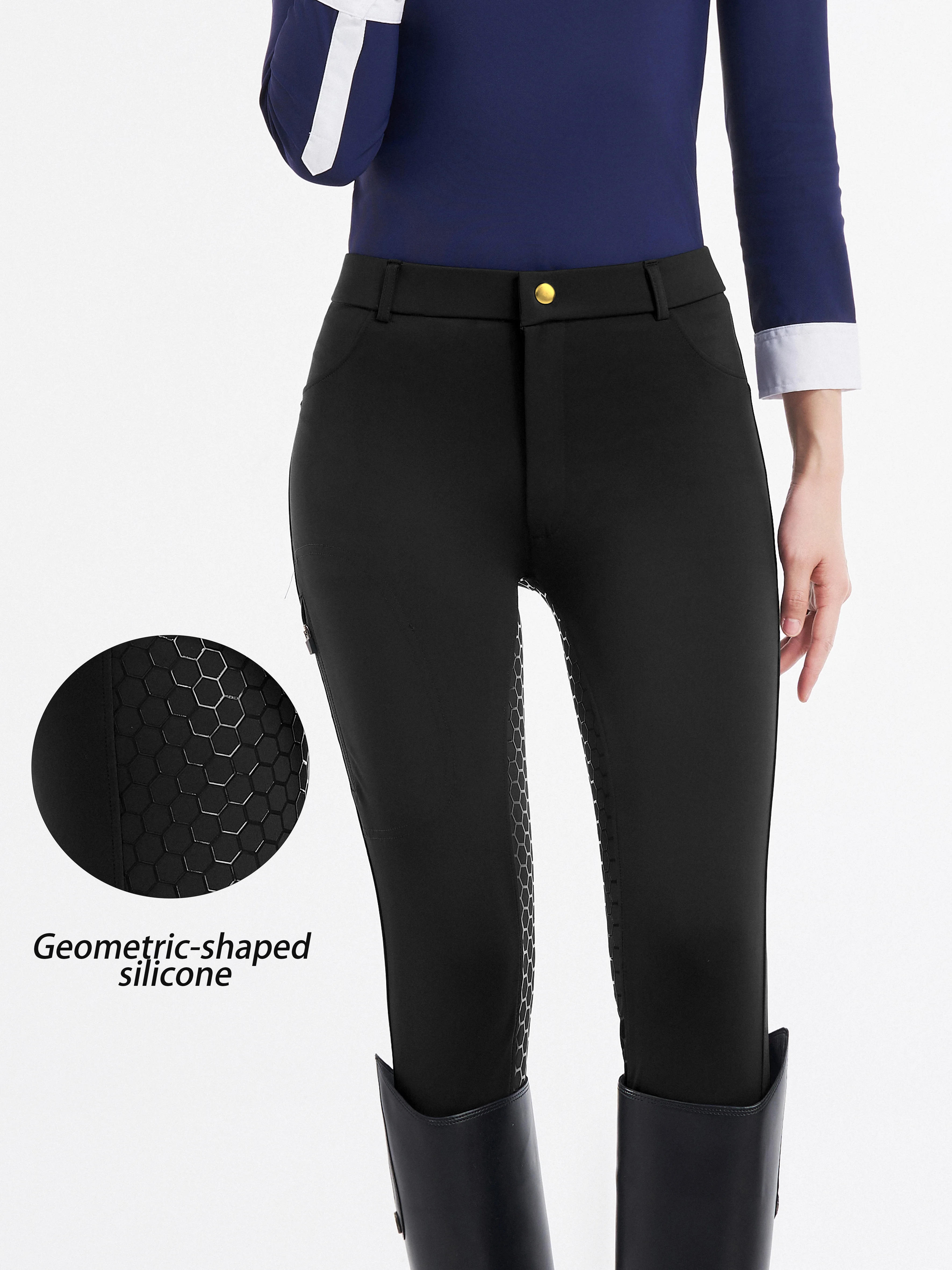 

The new hexagonal silicone equestrian pants are high-waisted and tummy-cinching, tight-fitting non-slip and quick-drying