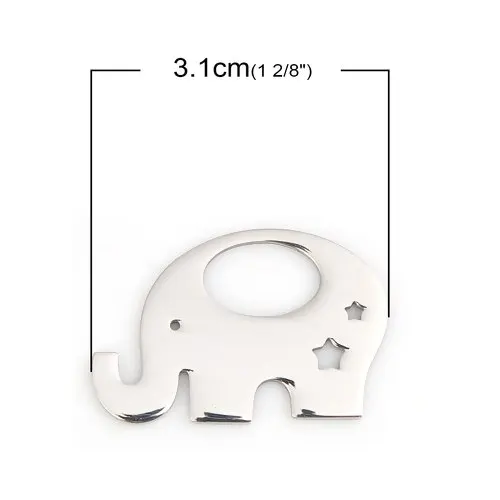 1 Piece Cute 304 Stainless Steel Pet Silhouette Pendants Necklace DIY Star Elephant Animal Charms Bracelet DIY 31mm x 20mm