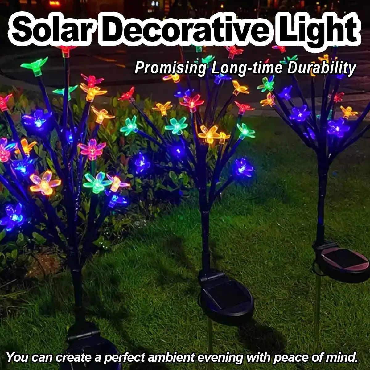 

Solar Cherry Blossom Ground Lamp Garden For Outdoor Led Waterproof Outdoor Light Flowers Lights Courtyard Powered Lighting Patio