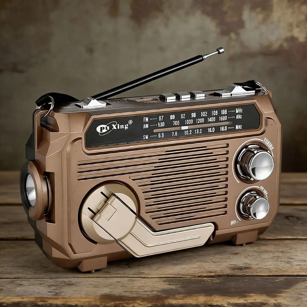 Hand Crank Charging Portable FM Radio High Sensitivity Wireless Digital AM/FM/SW Receiver Flashlight Multi-Band Receiver