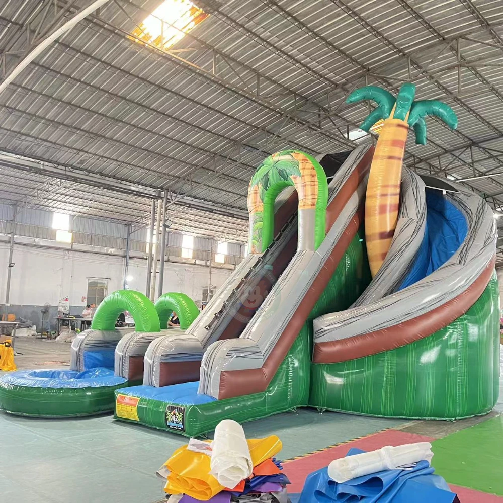 Outdoor Playground Inflatable Slide and Pool PVC Backyard Outdoor Kids Adults Inflatable Water Slide with Splash Pool