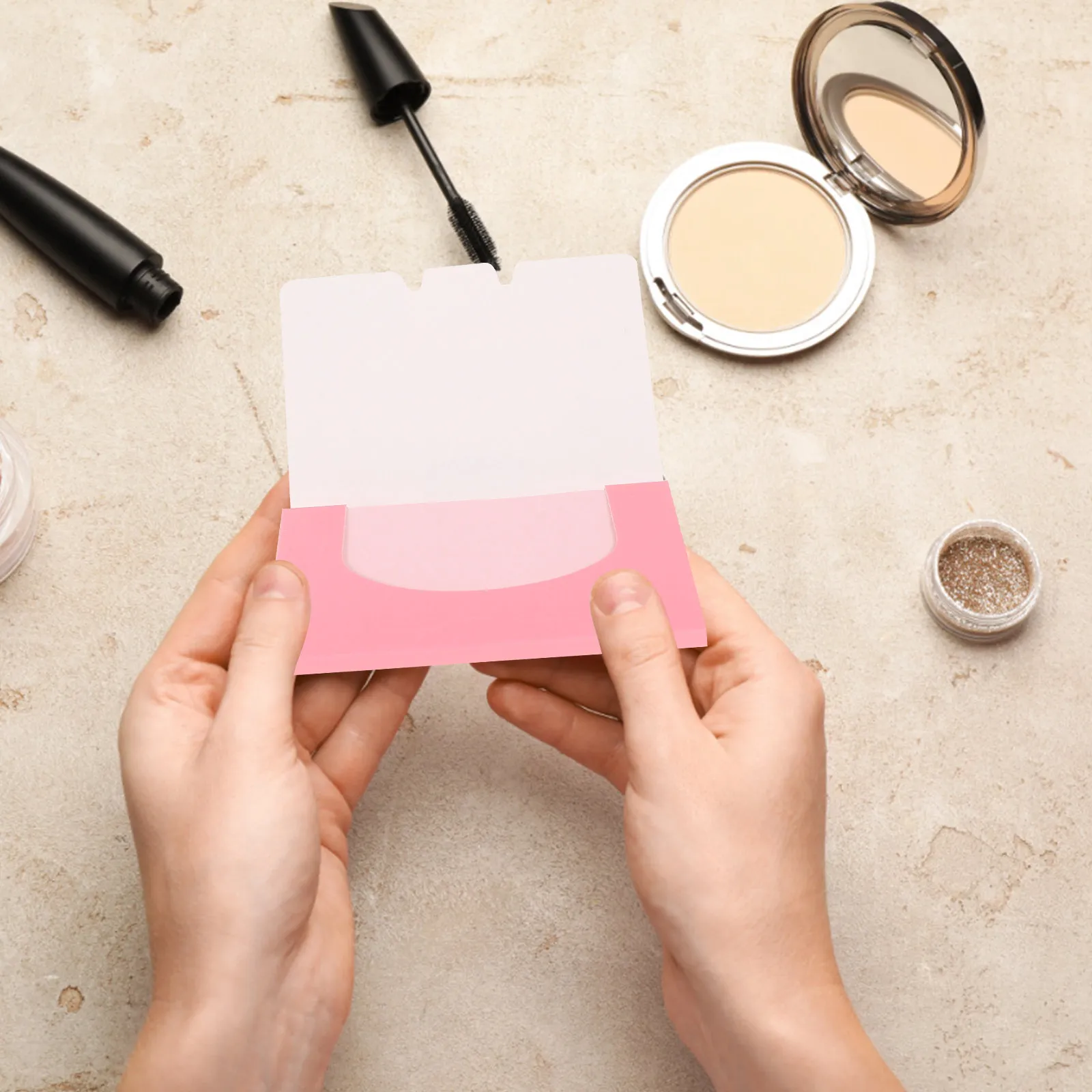 100Pcs Pink Natural Fiber Oil Blotting Sheets for Oily Skin Face T Absorbing Paper Double Sided Portable Makeup Safe