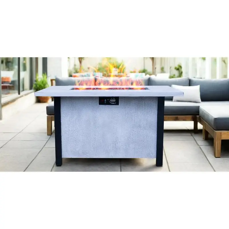

44" W x 25" H Outdoor Patio Propane Gas Fire Pit Table - 50,000 BTU High-Temp Resistant Eco-Friendly Charcoal Grain Finish