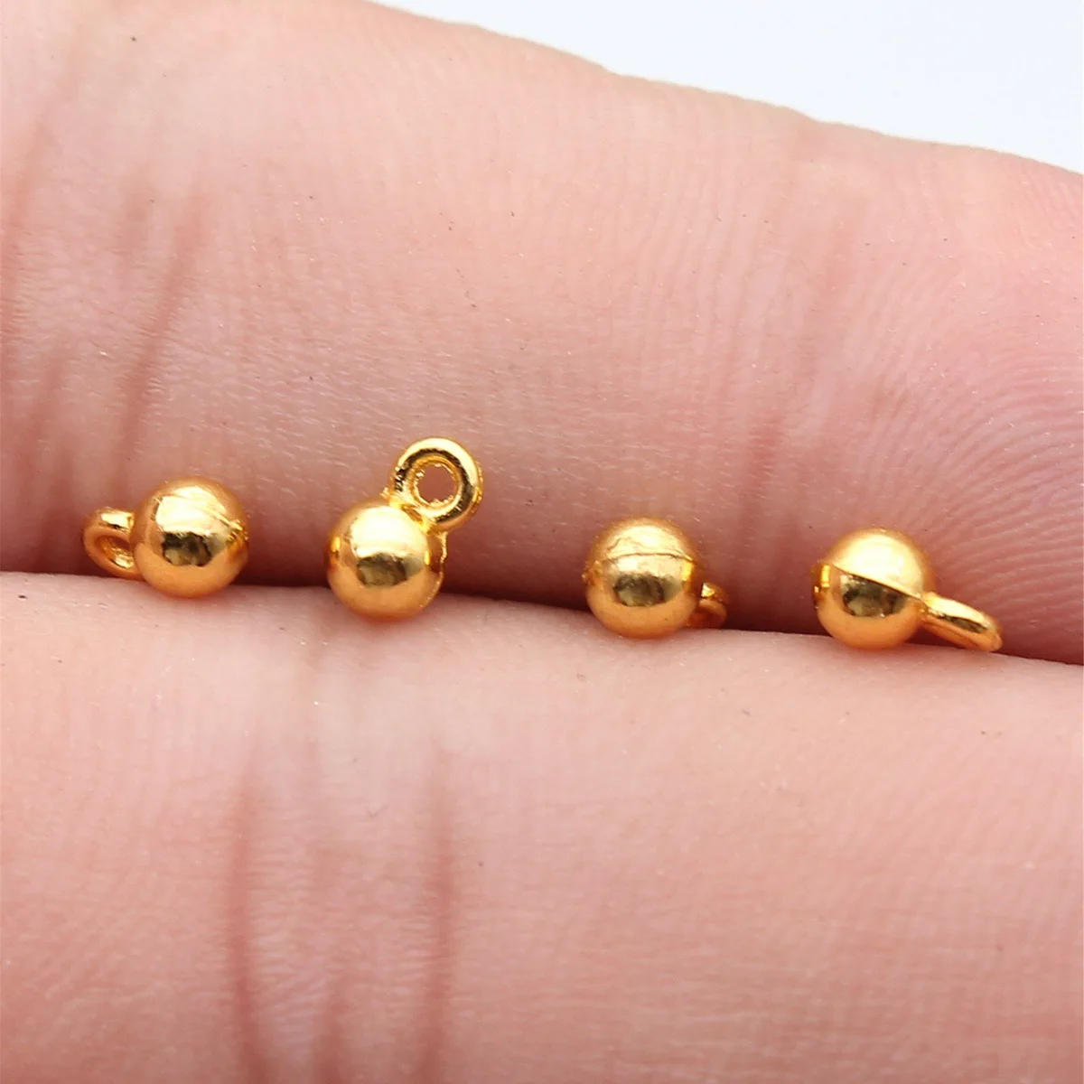 80pcs 4x6mm(0.16x0.24inch) 3 Colors Antique Bronze Color Antique Silver Color Gold Color Small Ball Charms Pendants