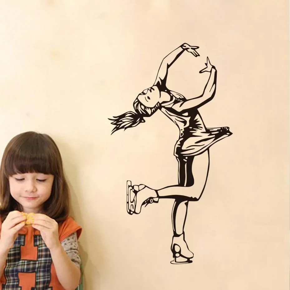 Skating Dancer Dance Wall Decal Vinyl Modern Figure Skater Girs Room Decor Wall Stickers Removable Home Decoration Mural Z528