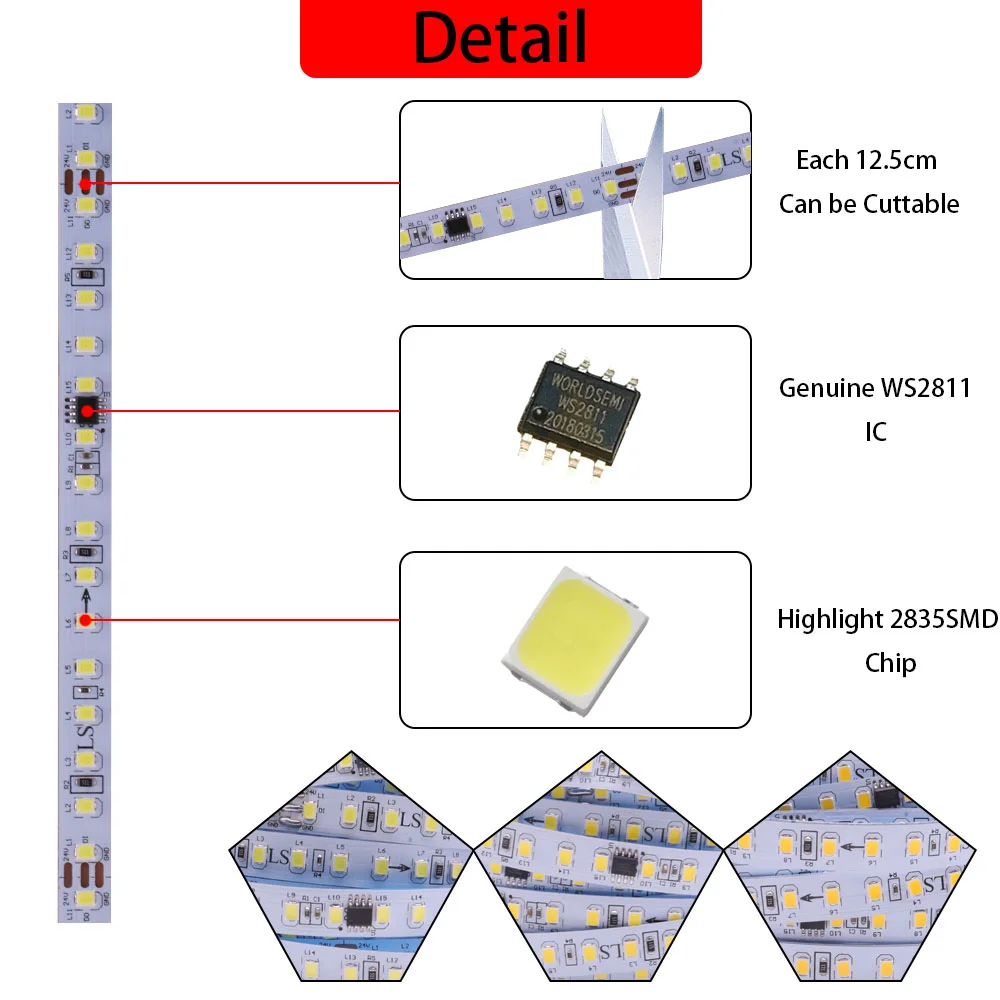 WS2811 2835SMD Chasing Light Running Water LED Strip 120Leds/m With Backflow Marquee DC24v Embedded Linear Tape Home Decoration