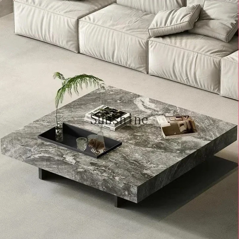 

Pure natural marble coffee table Modern simple high-end square coffee table