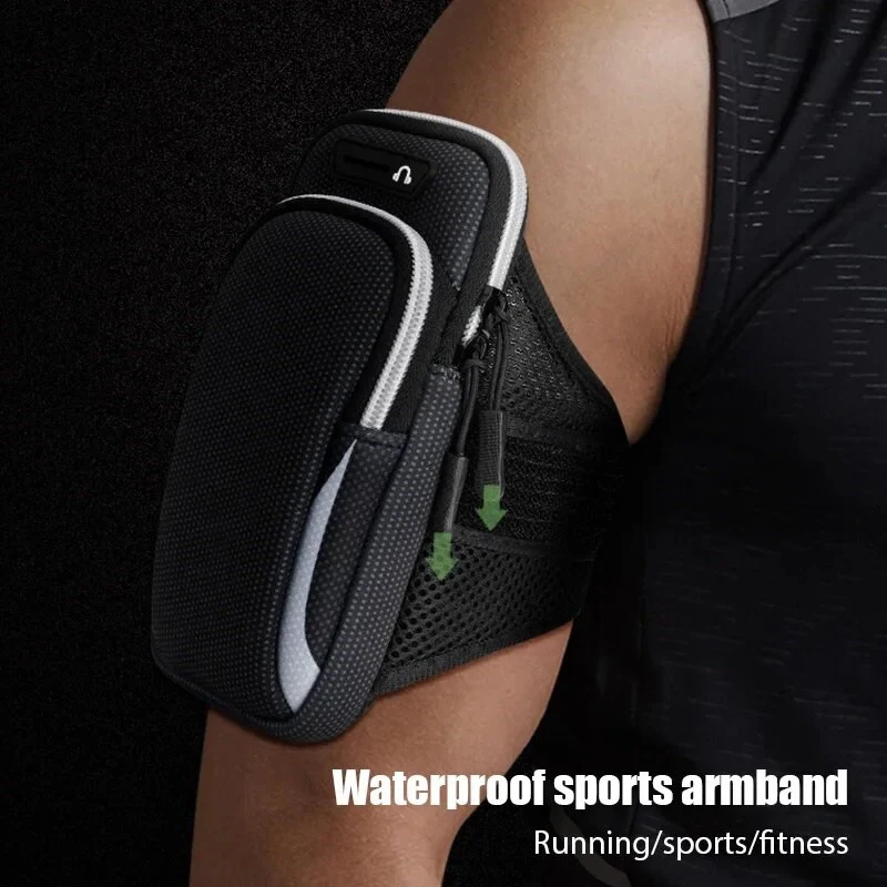 Universal Telefon Arm Tasche Mit Kopfhörer Jack Wasserdicht Atmungsaktiv Sport Lauf Tasche Gym Handy Halter Für iPhone Samsung
