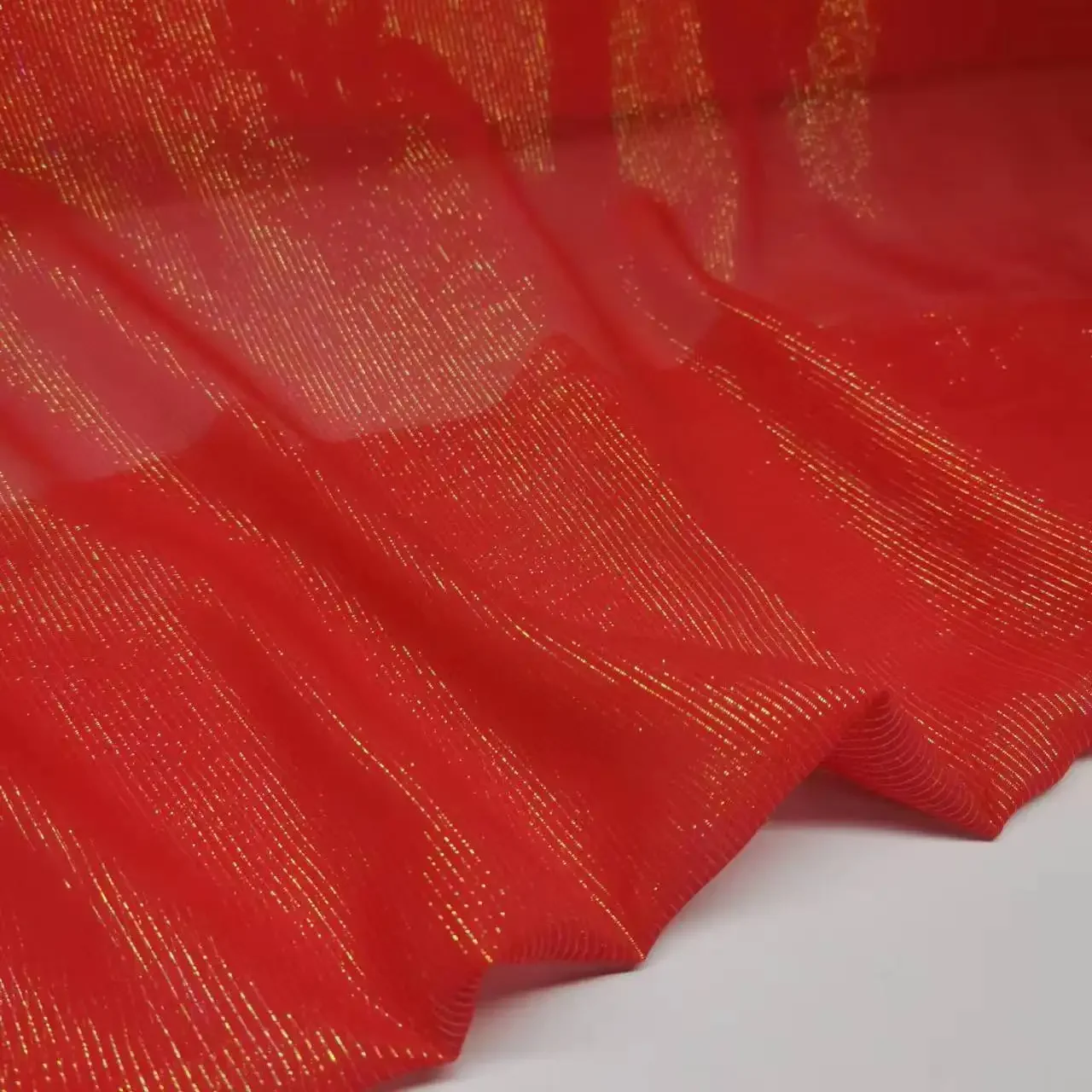 Magic Shiny Dress Metallic Metal Jacquard Red Silk Fabric Scarf Toub Gown Cloth Material