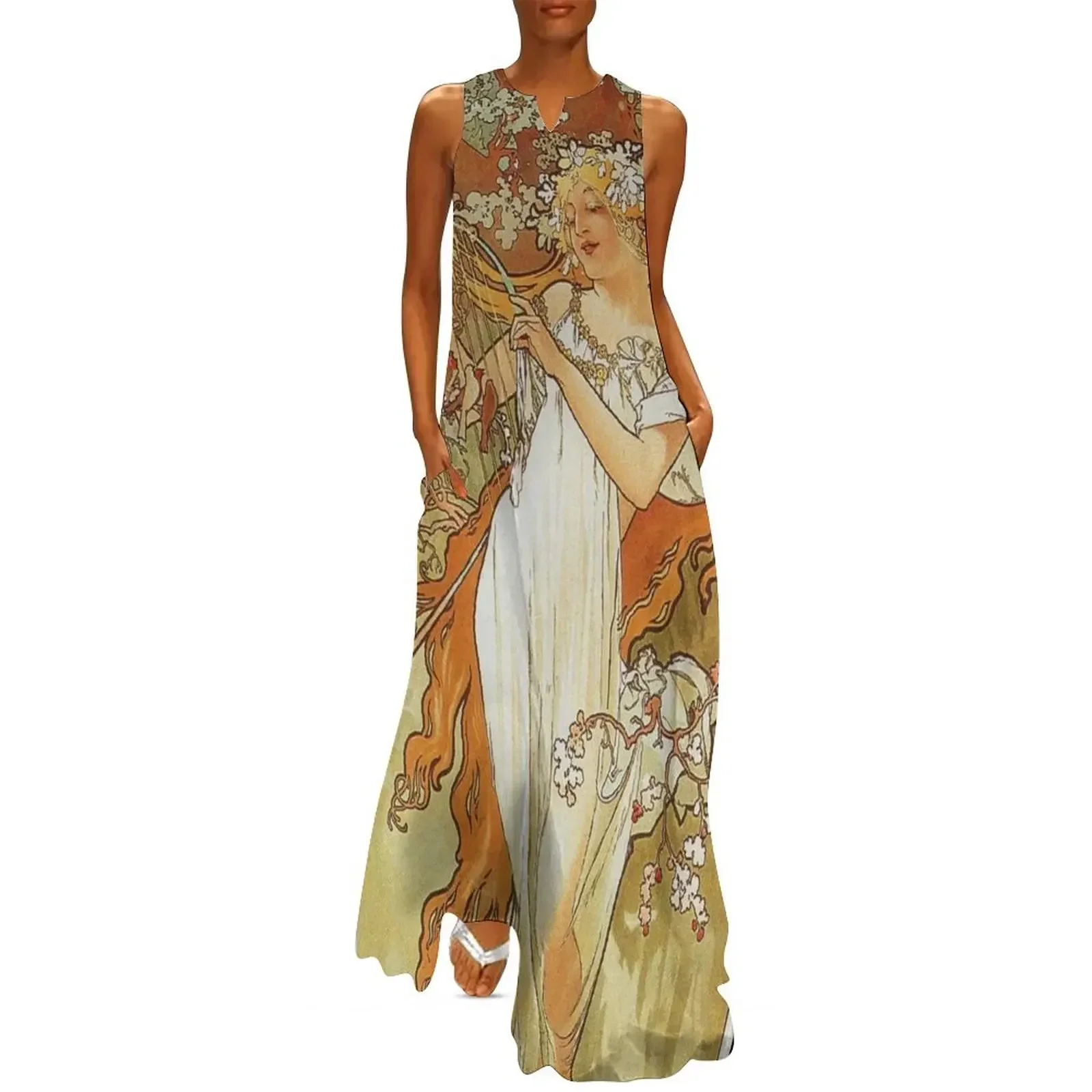

Alphonse Mucha - Spring 1896 Long Dress Long dress woman women's evening dresses Female clothing Elegant gowns Dress