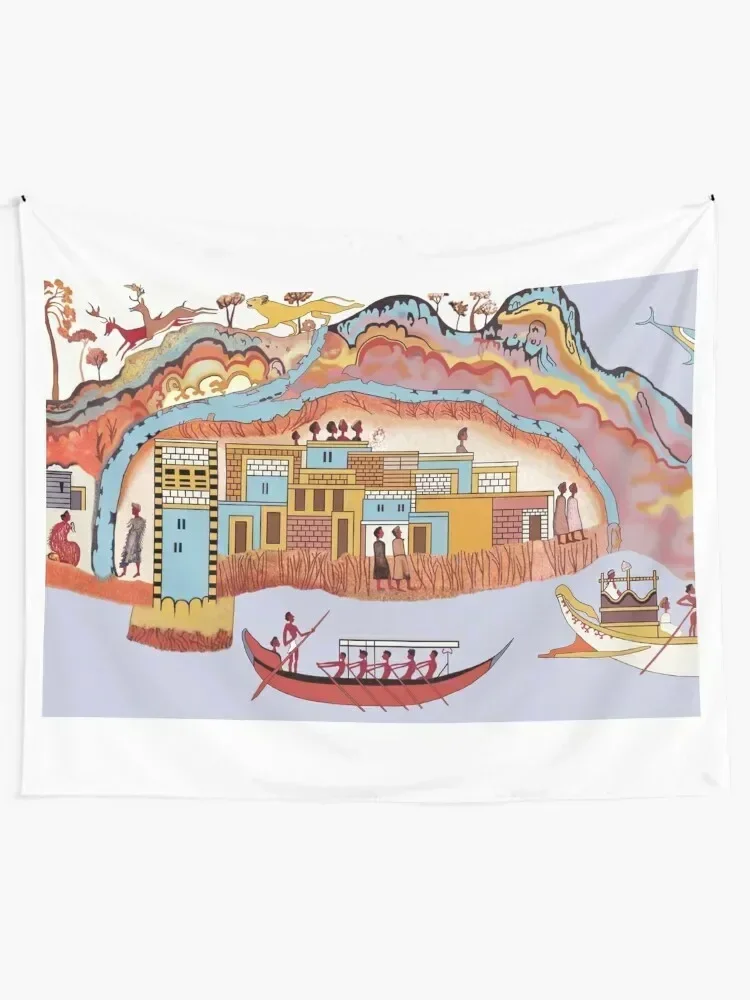 Minoan Admirals Flotilla Fresco Thera Scene Restoration Tapestry Wall Hanging Decor Wall Art Tapestry