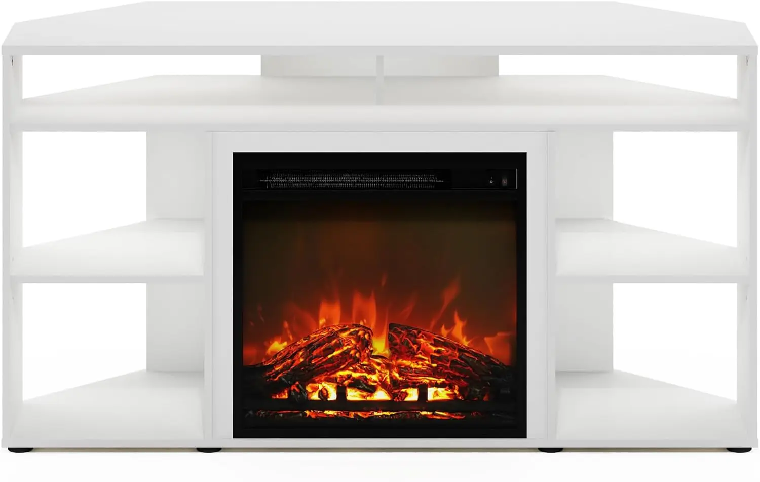 Jensen Corner Stand With Fireplace For Tv Up To 55 Inches, 55-Inch, Solid White