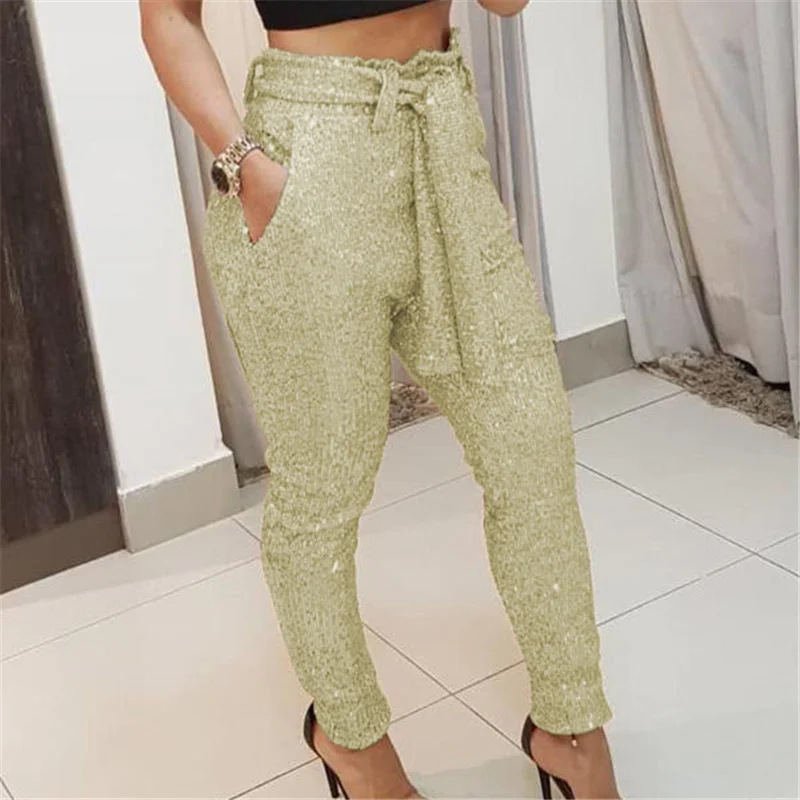 The new 2022 ladies pants haroun pants pencil pants panty sequins fashion model