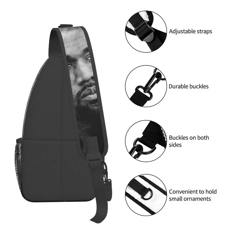 Cantor Kanye West Sling Peito Bolsa tiracolo masculina, mochila de ombro casual para viagem, ciclismo, popular