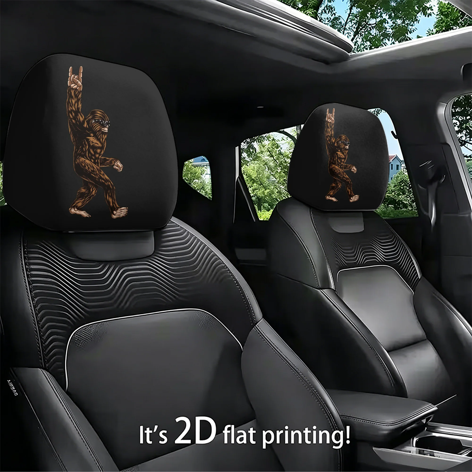 2pcs rock-style Bigfoot car headrest covers to give your car a cool, adventurous vibe. Does not include filling. Easy to install