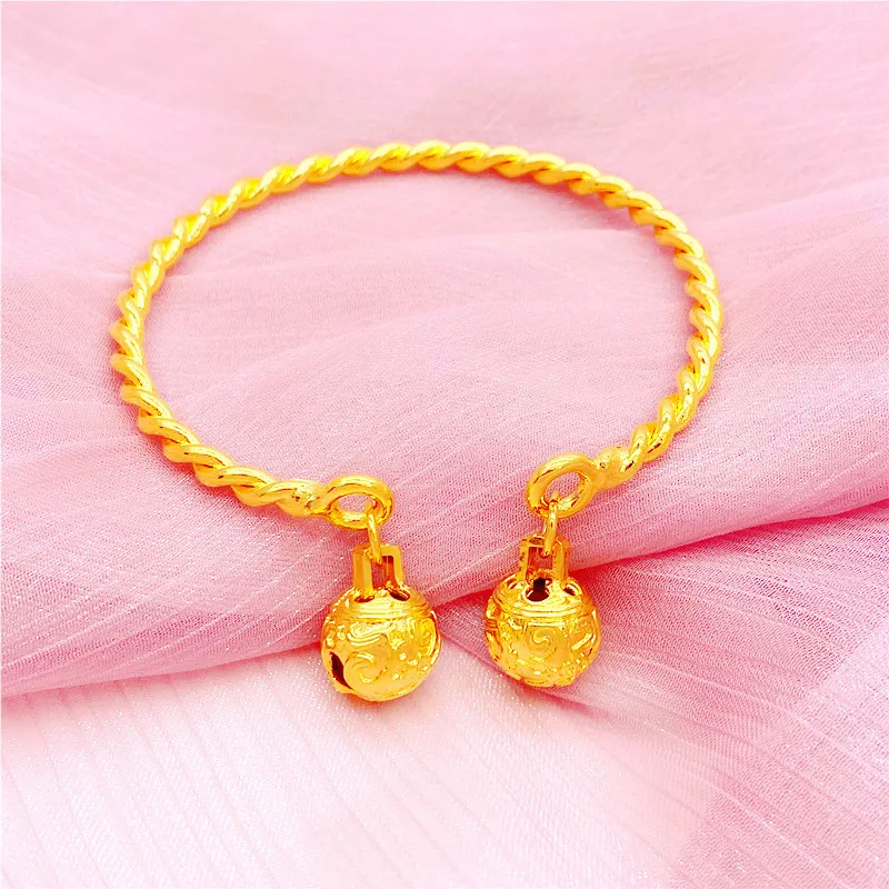 

Fashion Palace Bell Women's Gold Bracelet, Premium AU999 One Step One Ring 24K Bell Bracelet Jewelry Gift for Girlfriend