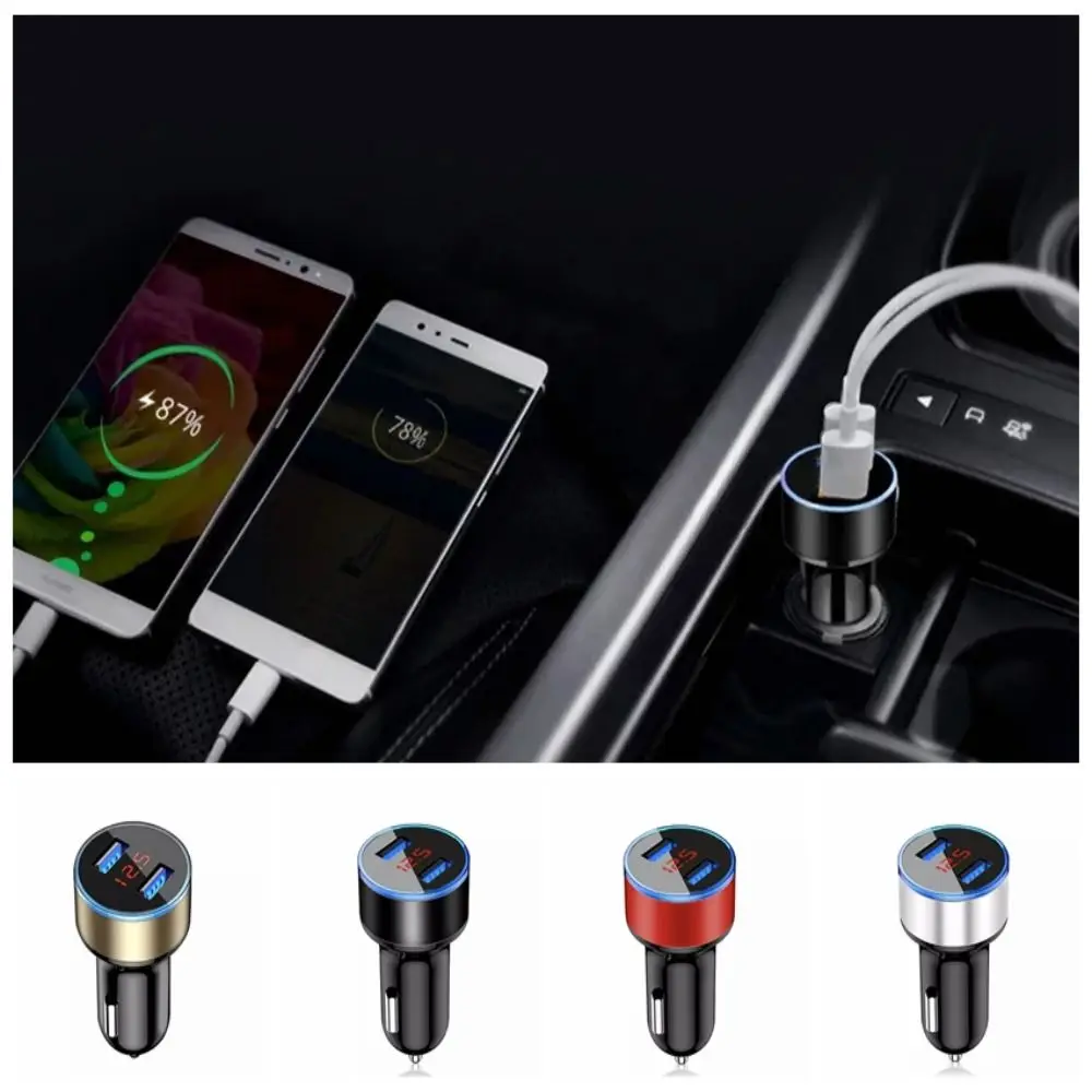 QC 3.0 Dual USB LED Voltmeter Car Charger Simple Operation Double Port Charger Adapter 12V/24V Digital Display Camera